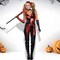 Womens Harlequin Blaster Costume Harley Quinn Metallic Jumpsuit With Accessories